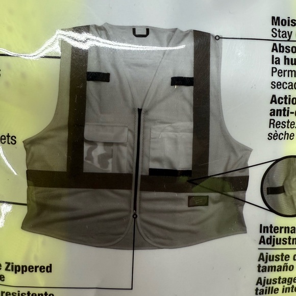 Milwaukee Hi-Vis Safety Vest Mesh Zipper Closure w Pockets Moisture Wicking NIB - Picture 7 of 8